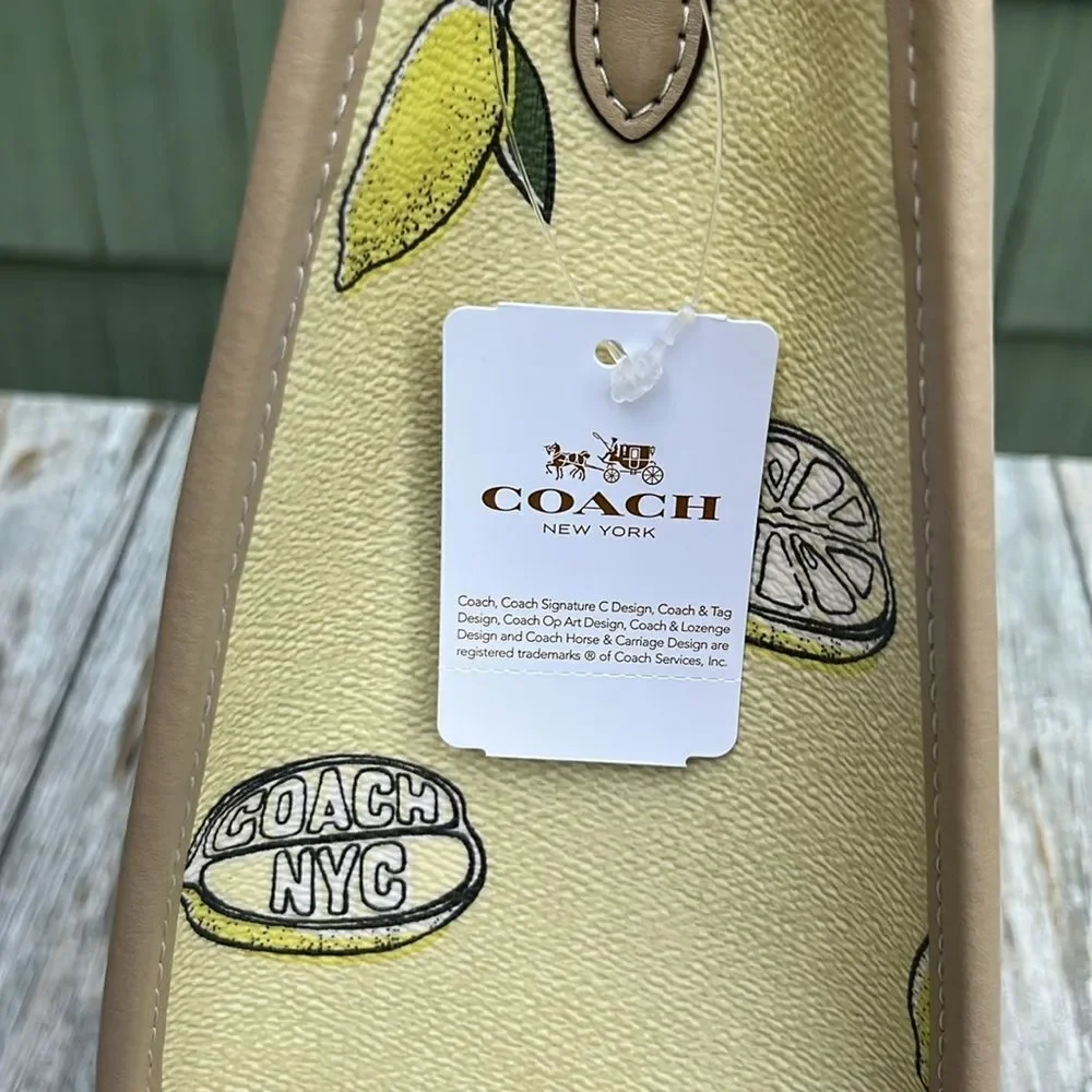 Coach Smith Tote Bag 24 With Lemon Print Purse